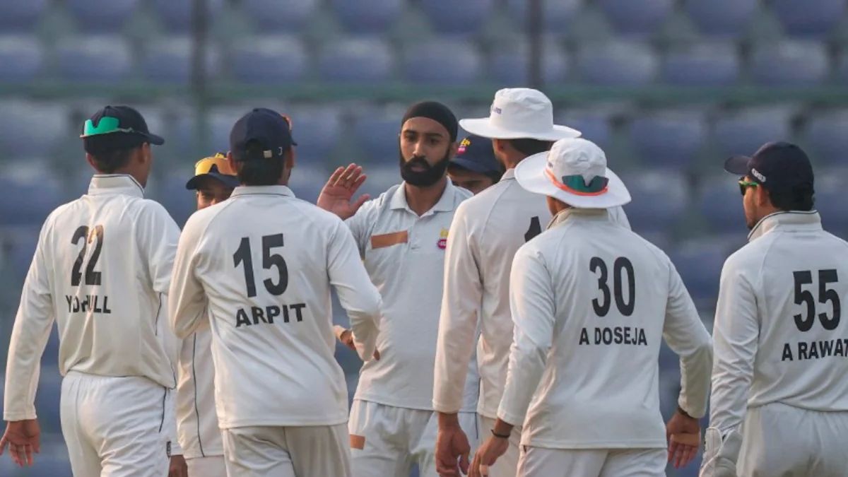 ranji trophy all matches report simarjeet singh shines for delhi akash choudhary hit 6 sixes