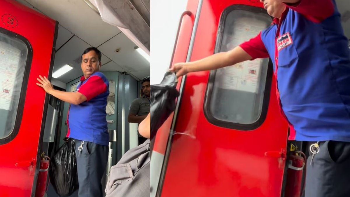 railways employee filmed by passenger throwing garbage from moving train removed from service