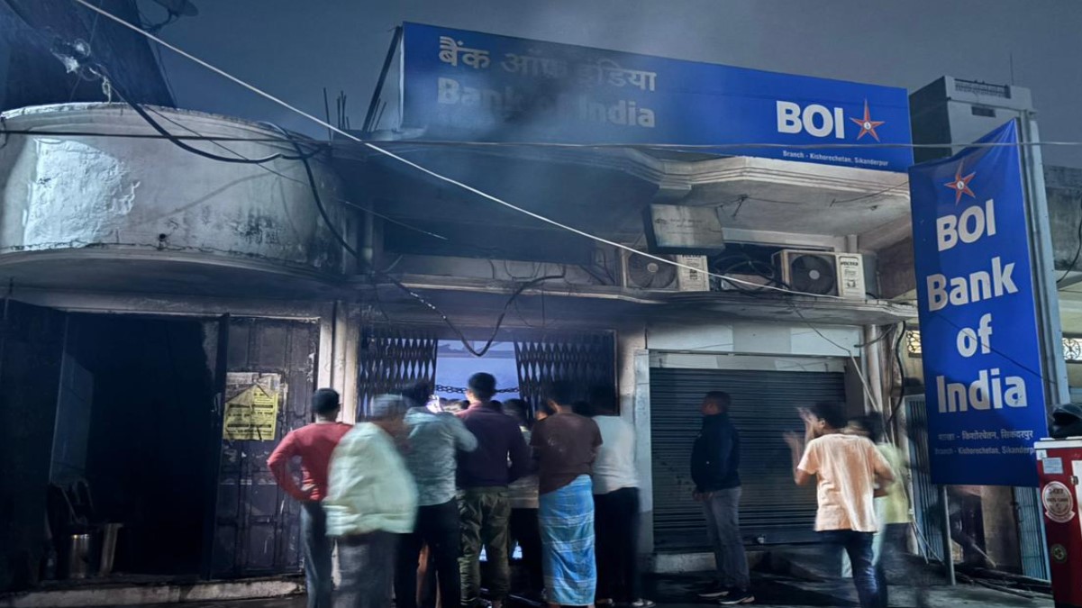 a fire broke out at a bank of india branch in ballia last night burning electronic equipment and documents to ashes