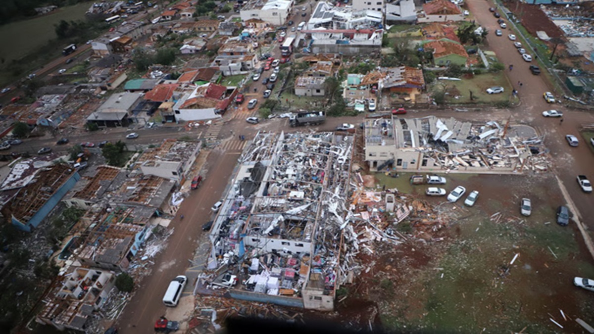 tornado killed at least six people and injured around 750 as it destroyed most of a town in southern brazil