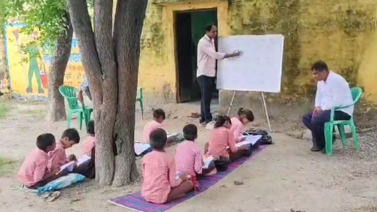 ghaziabad schools students face cold due to lack of furniture