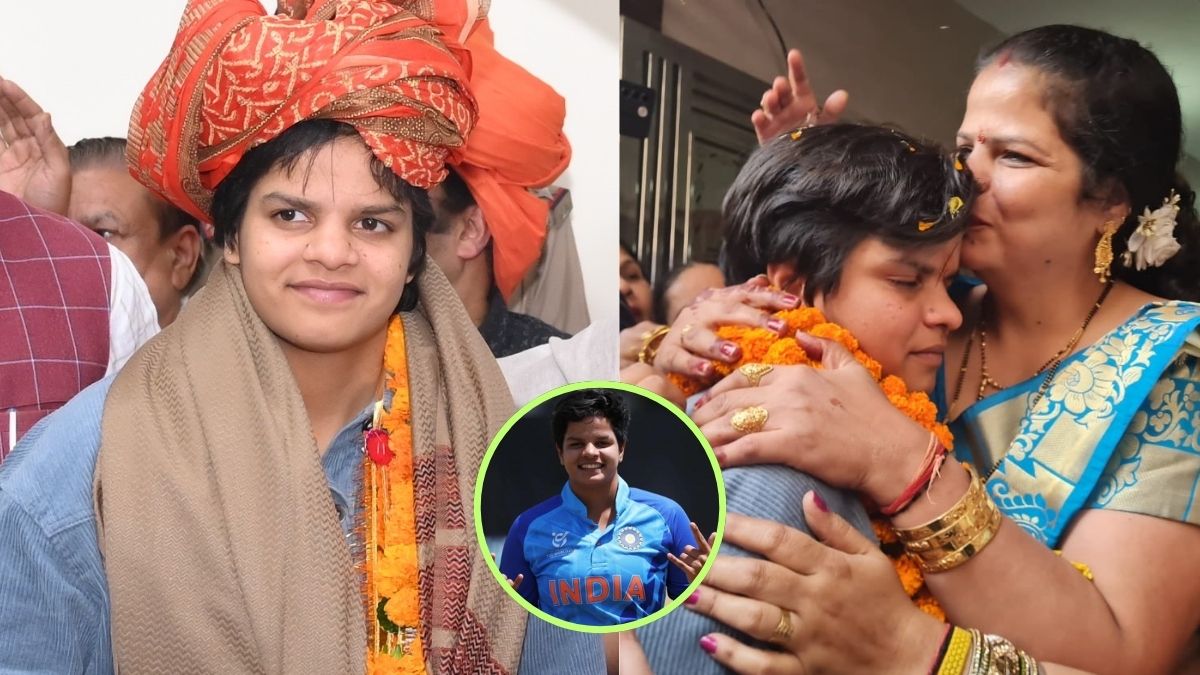 shefali arrived home for the first time after the historic win in world cup final and received a grand welcome