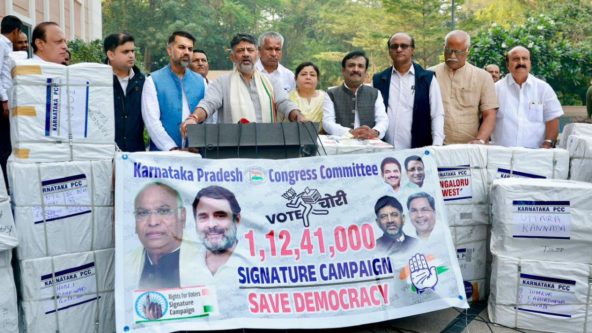 congress launches signature campaign against vote theft in karnataka
