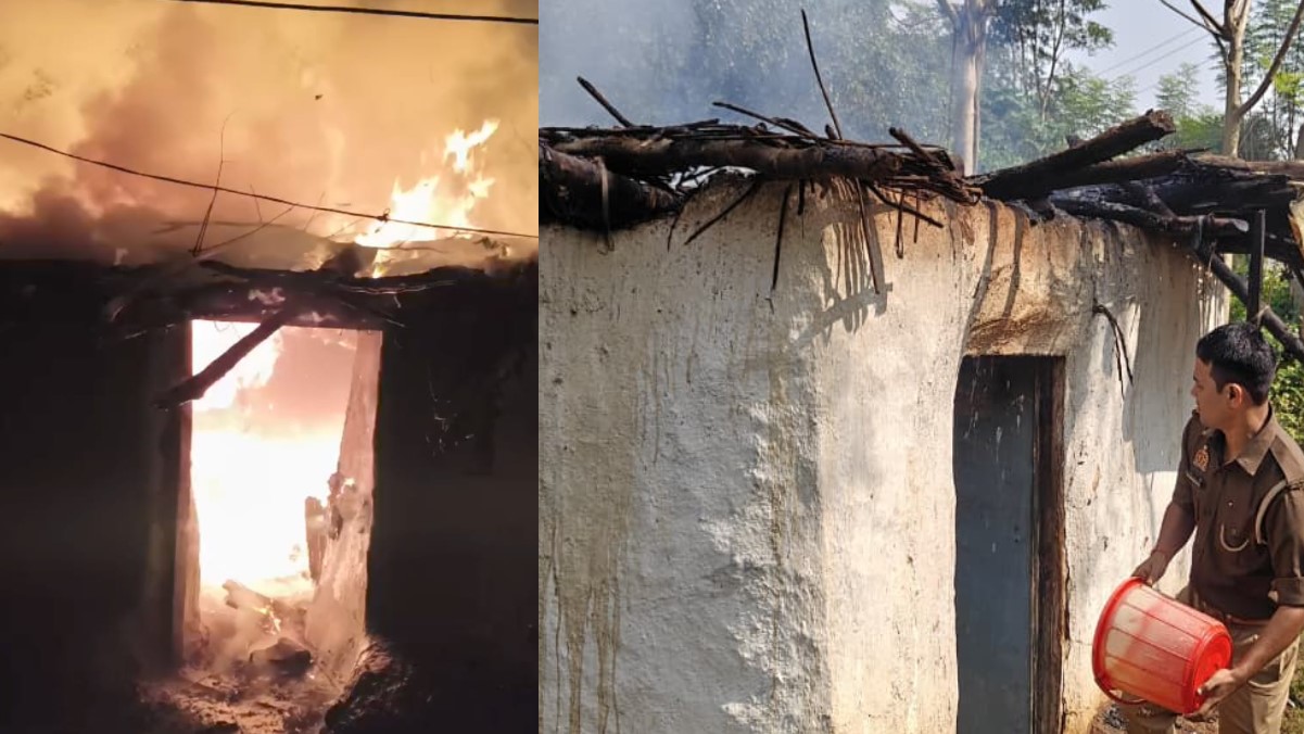 two drunk friends set fire to each others huts in sonbhadra causing commotion in the ward