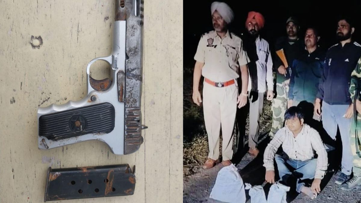bsf conducts major operation at amritsar border arrests smuggler recovers weapons and drugs