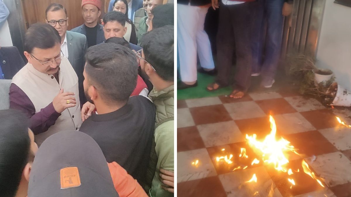 student protest at garhwal university over academic council meeting exclusion