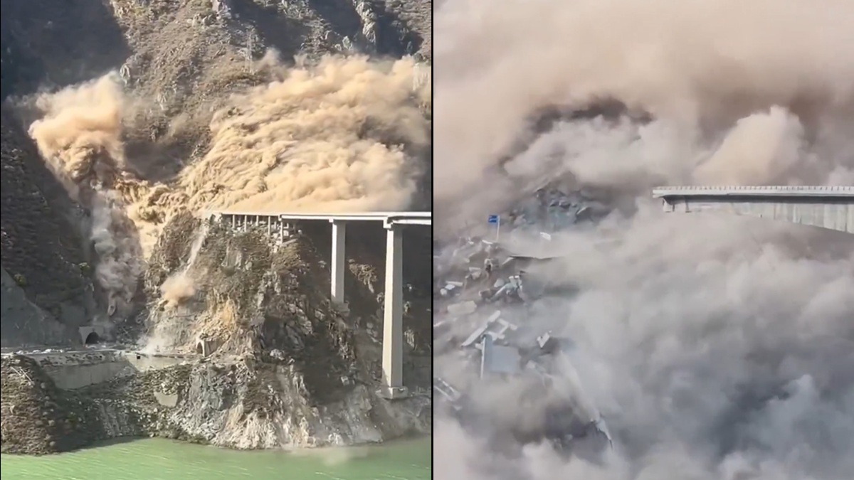 a new bridge collapses in china breaking in two