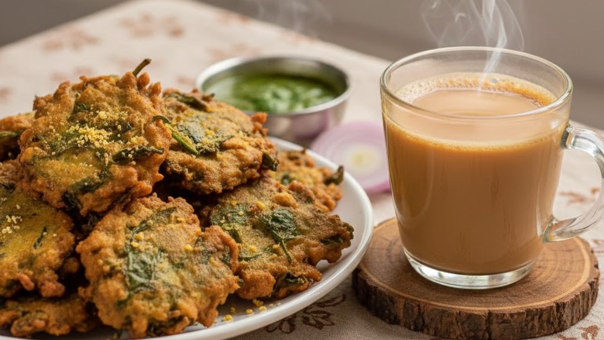 crispy palak pakoda recipe in hindi tea time snack
