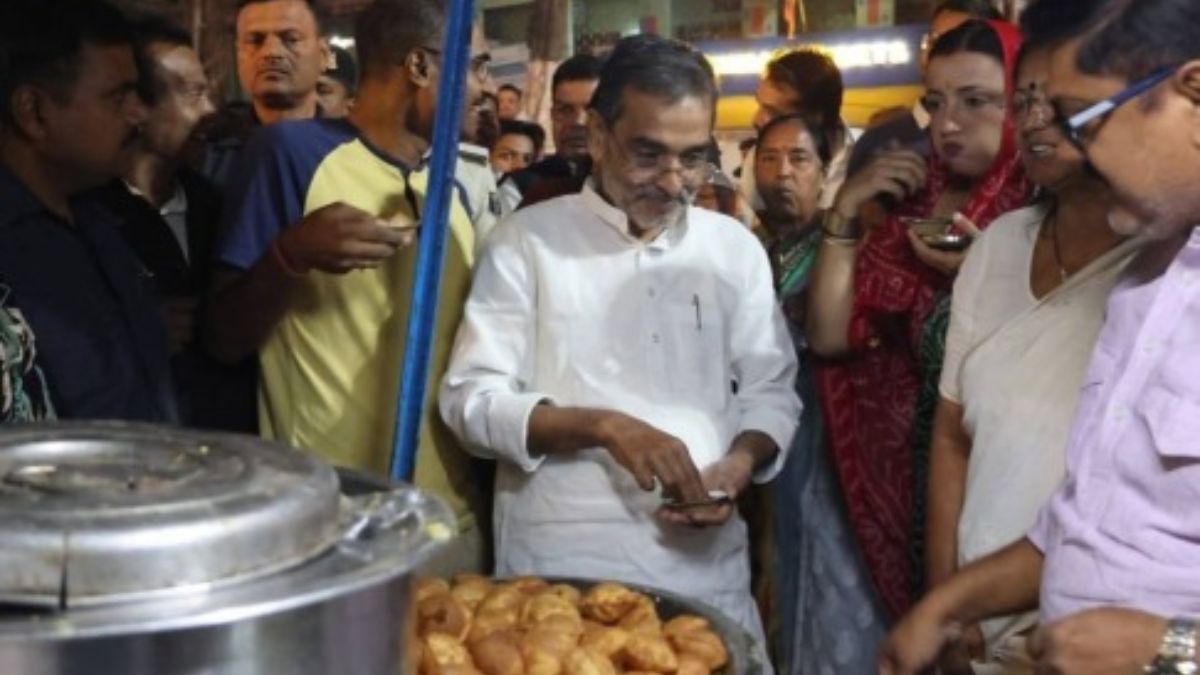 upendra kushwaha enjoys golgappe after voting election fatigue relief