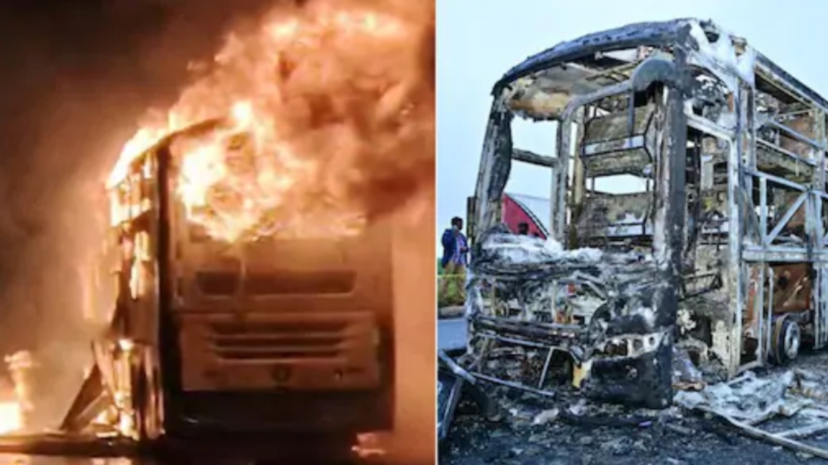 andhra pradesh bus accident bike rider dead before crash cctv reveals truth