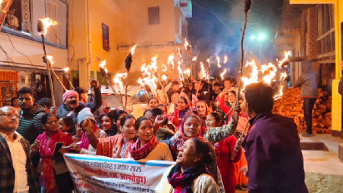 torch procession was taken out in bhikiyasain