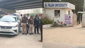 अल-फलाह चैरिटेबल ट्रस्ट पहुंची पुलिस की टीम। प्रतीकात्मक तस्वीर