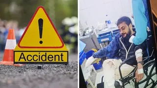 परवल रोड पर हुए सड़क हादसे में घायल युवक दून अस्पताल में उपचाराधीन । जागरण
