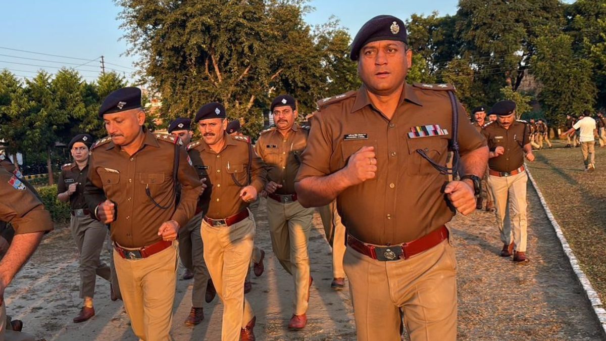 haridwar ssp fitness drill run with jawans inspected police line
