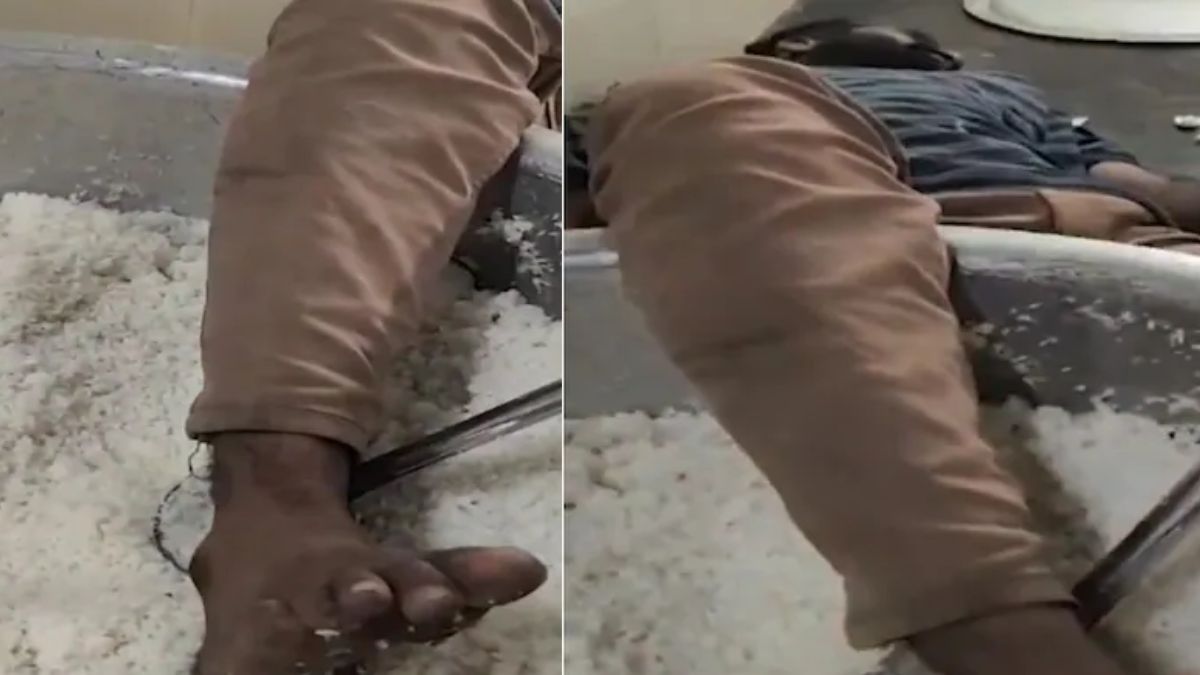 telangana college students find watchman sleeping in rice pot at dinner