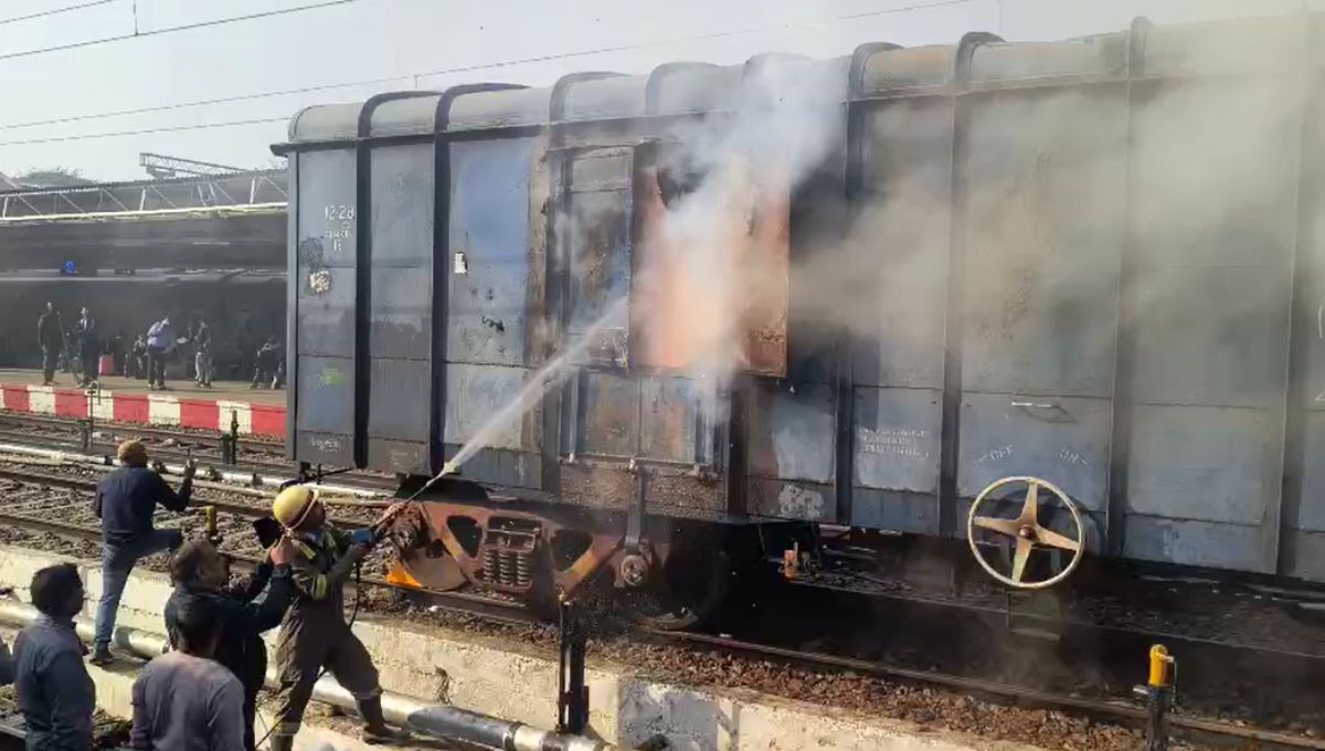 goods train fire in bareilly panic at junction railway news