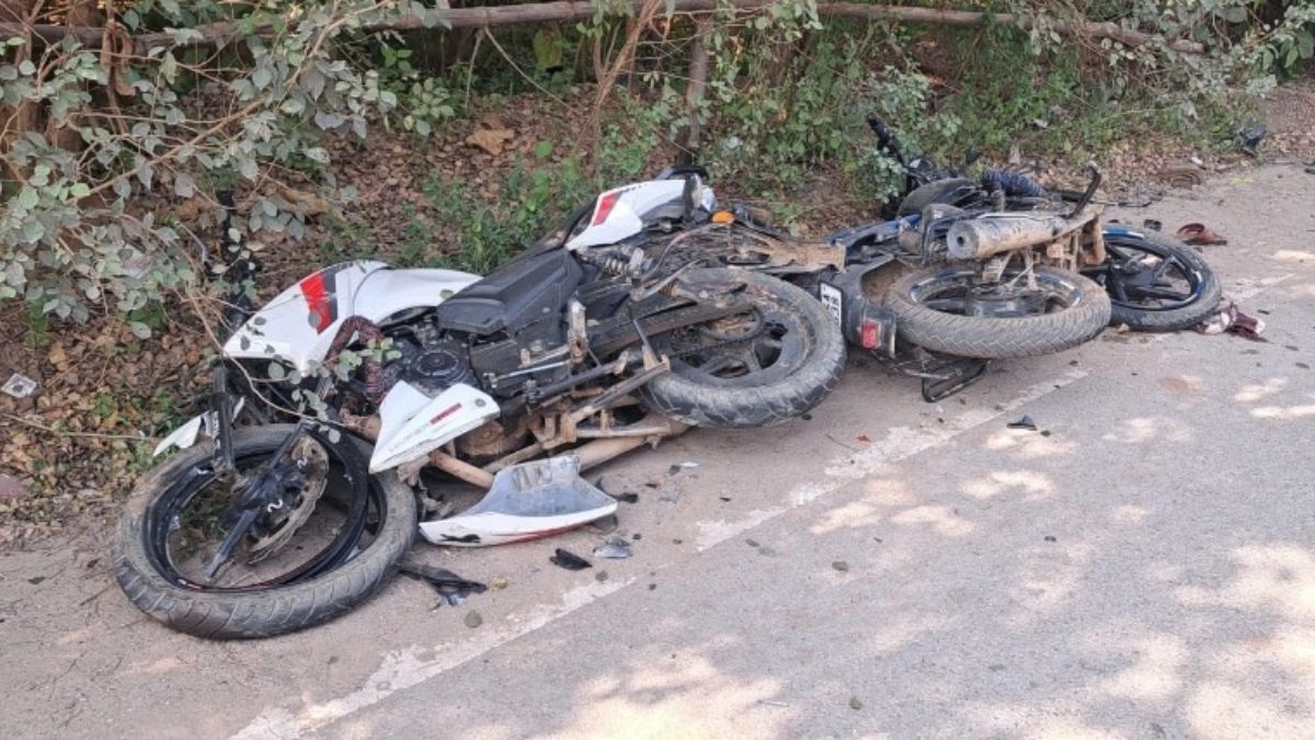 rohtas road accident two killed three injured in bike collision