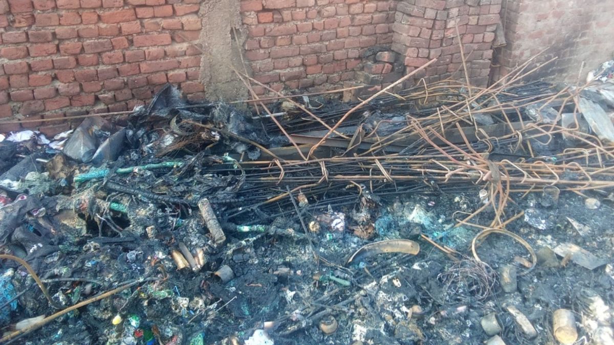 a massive fire broke out in a scrap shop in jammu burning goods worth lakhs to ashes