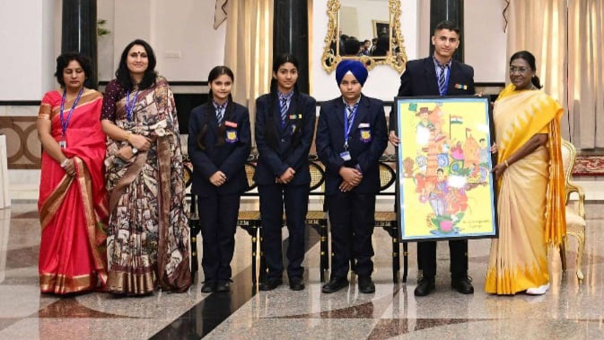 zaviers global school students meet president murmu present painting