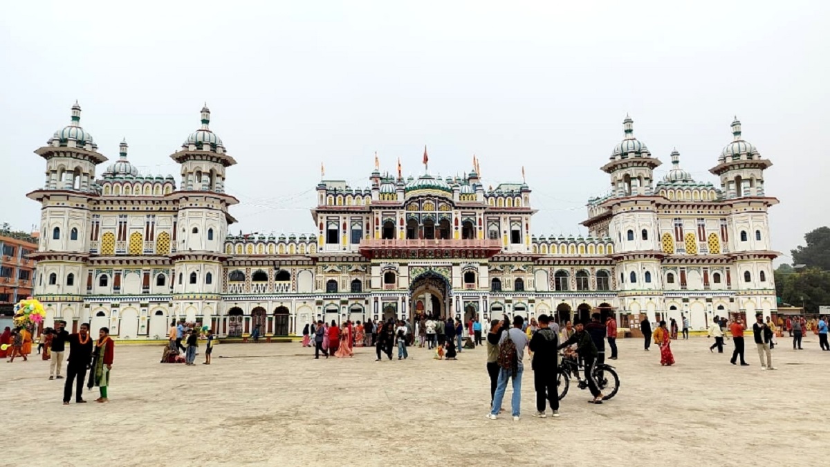 janak darbar is being decorated for the wedding of lord shri ram and maa janaki