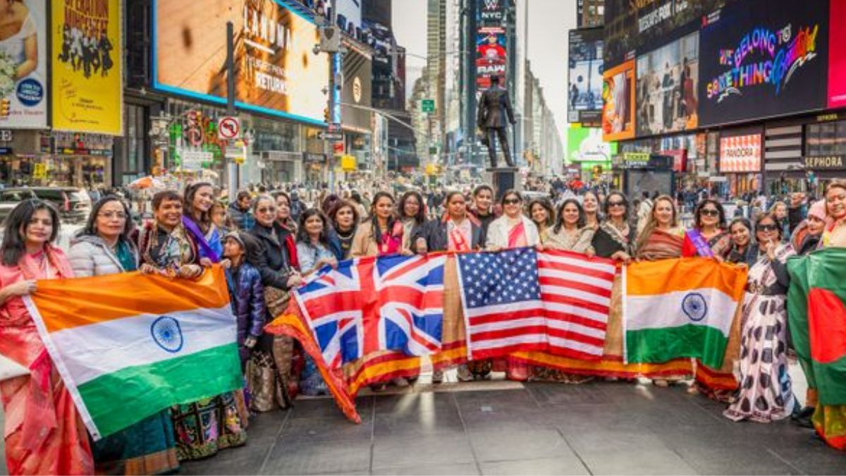 saree celebration at times square indian culture showcased