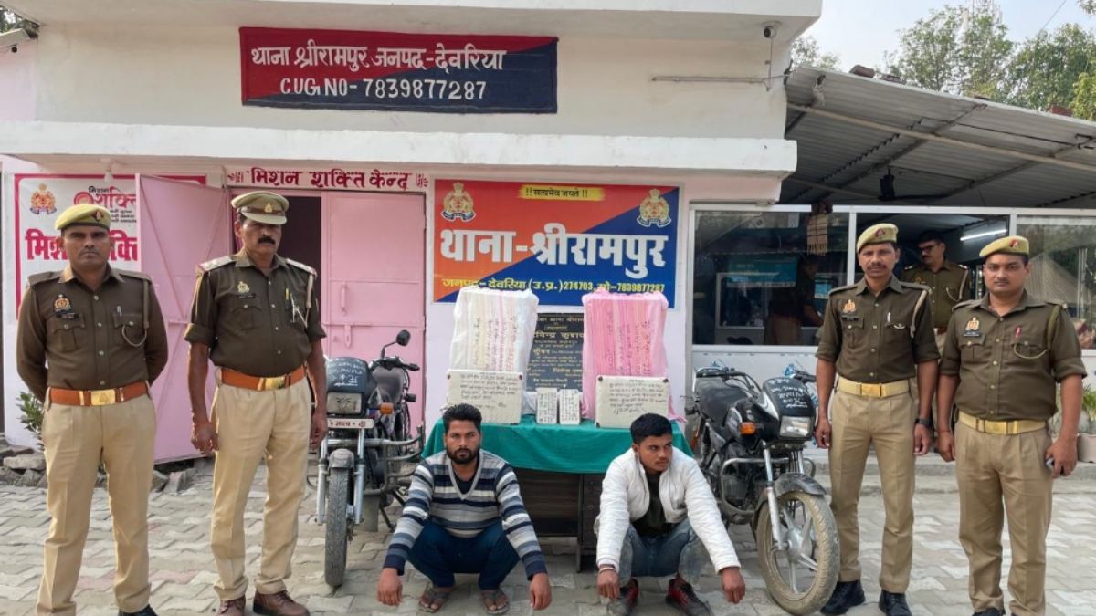 bihar liquor smugglers arrested in deoria with 12 crates