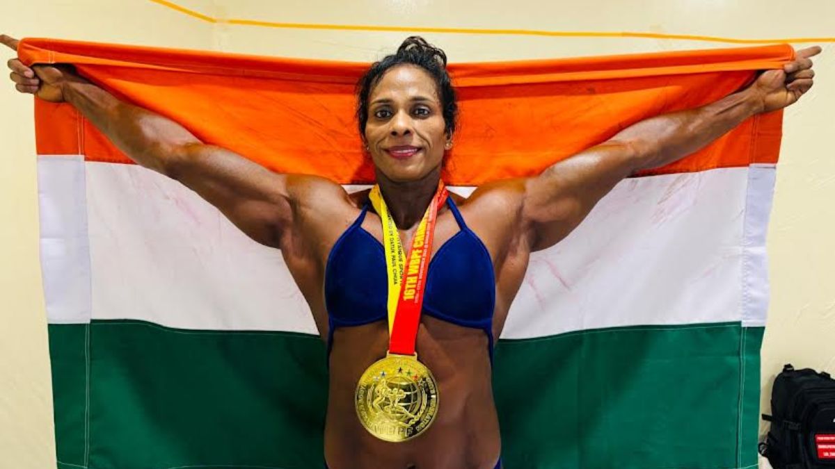 indian female body builder vandana wo gold medla in indonesia