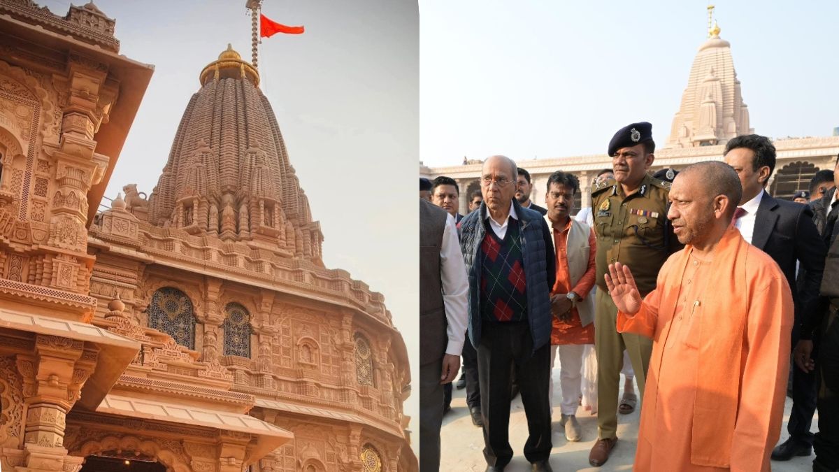 cm yogi witnesses ram mandir flag hoisting trial grand event on november 25