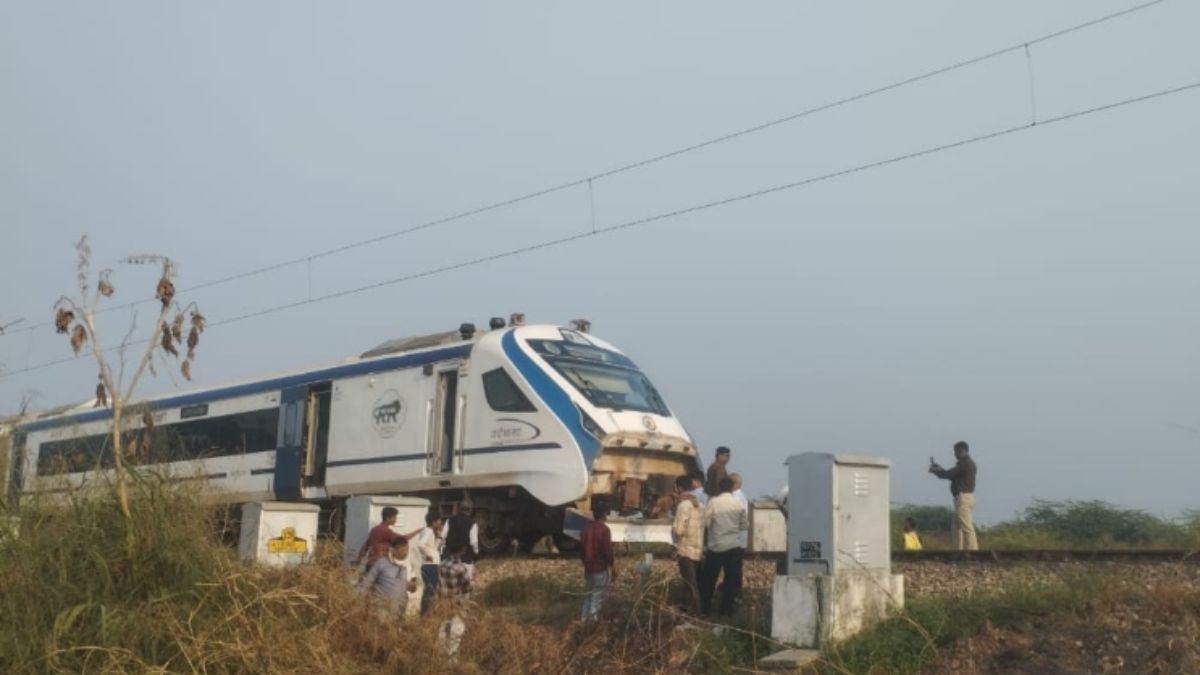 two cows hit by vande bharat express at fatehpur sikri front part of the train engine was completely damaged loco pilot applied emergency brakes