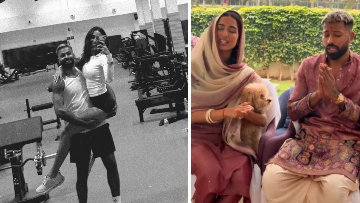 hardik pandya does hanuman pooja with maheika sharma then lifts girlfriend in gym photos go viral