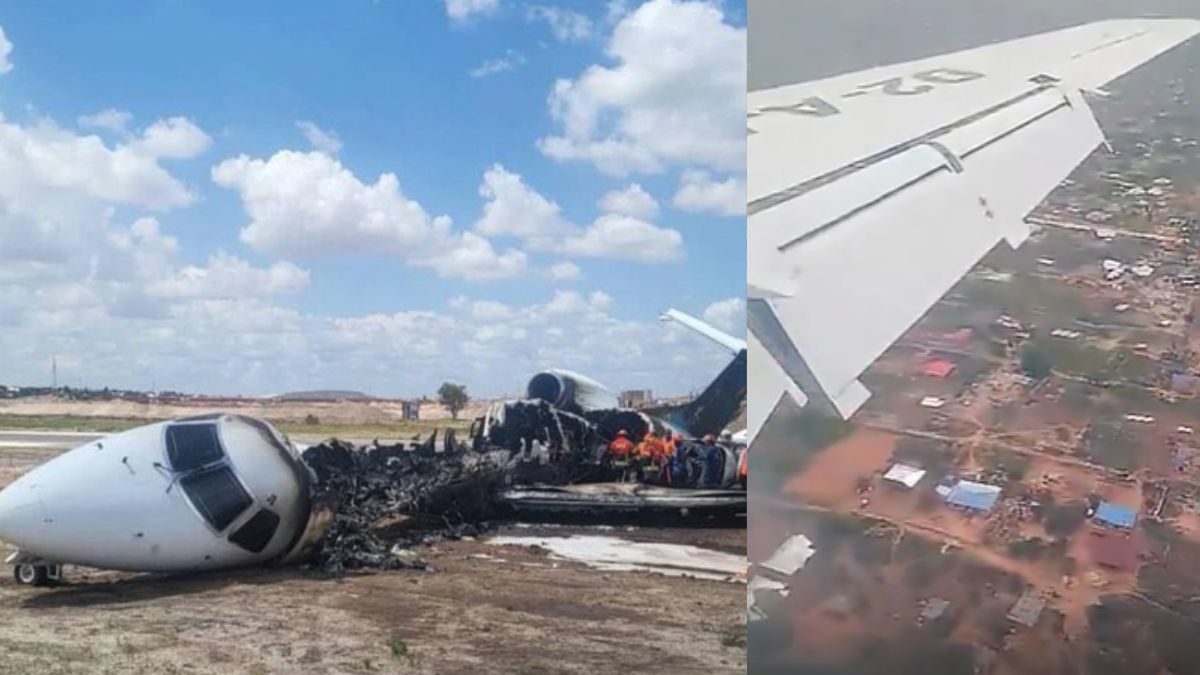 mining minister planes landing gear breaks during landing in congo plane engulfed in flames video goes viral