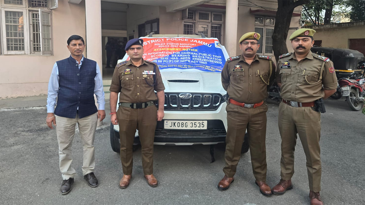jammu police seizes drug smugglers vehicle crackdown on narcotics
