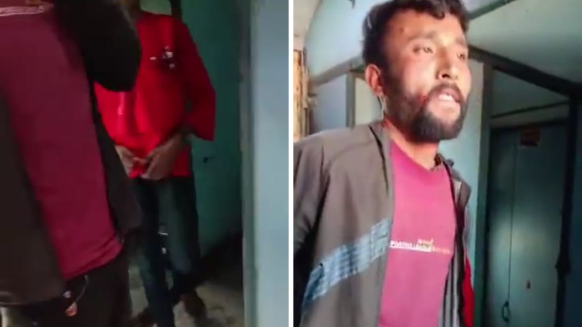 teenager and young man exit train toilet video viral