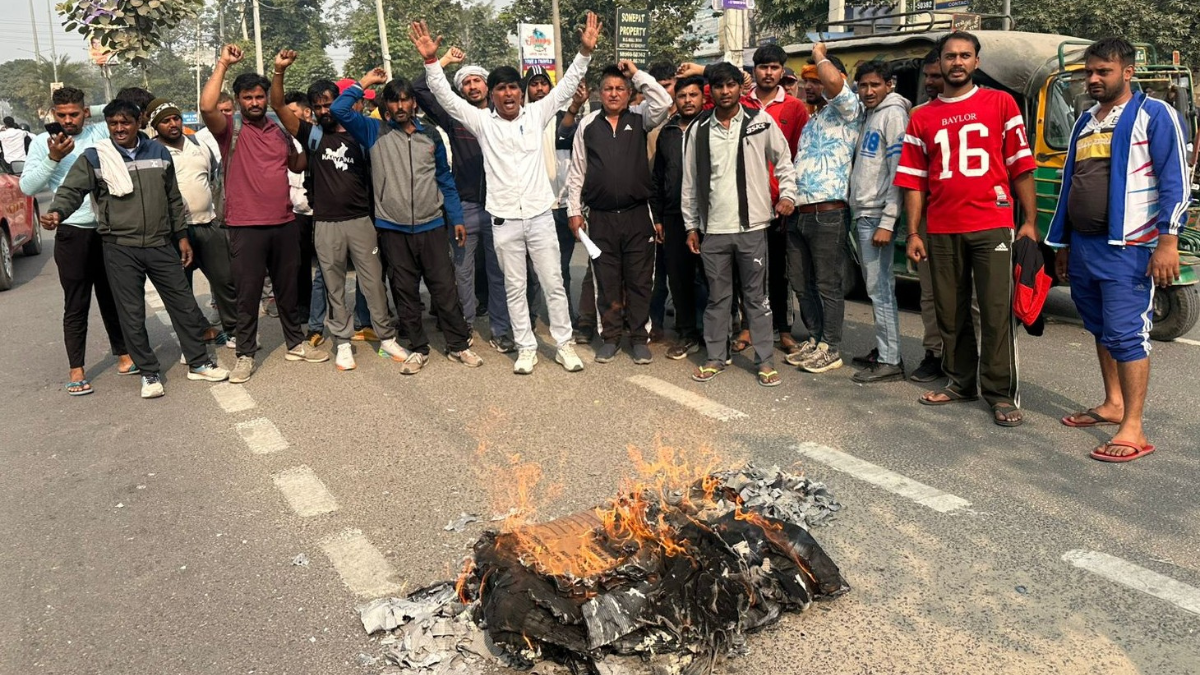 sonipat employee protest against contract system bjp president given memorandum