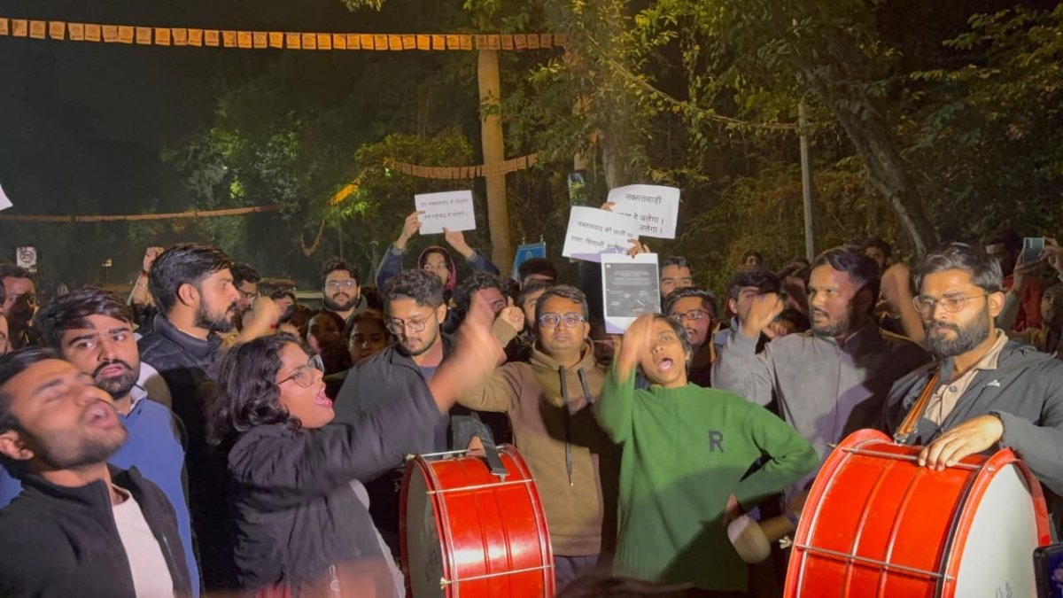 abvp jnu celebrates maoist leaders death with victory march