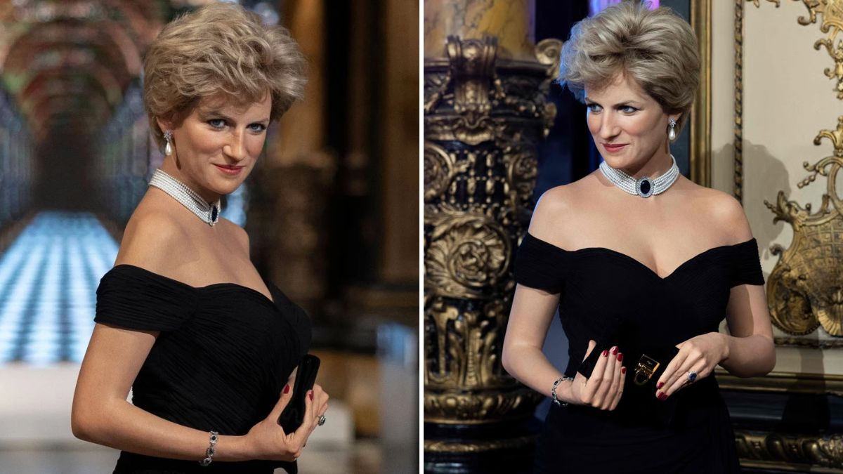 princess diana revenge dress wax figure debuts in paris wax museum