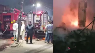 गोधरा में लकड़ी के गोदाम में भीषण आग (स्क्रीनग्रैब- ANI)