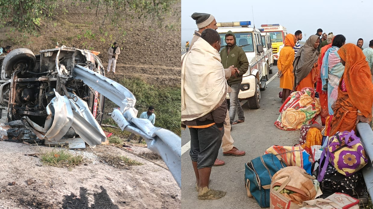 pilgrim bus accident on patnamokama fourlane one dead 25 injured