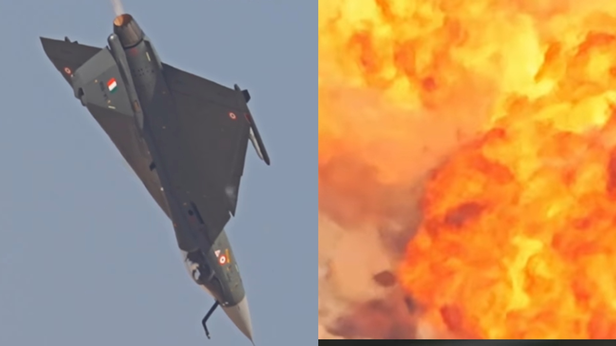 jet falling down and then a cloud of fire new video of tejas fighter plane crash in dubai surfaced
