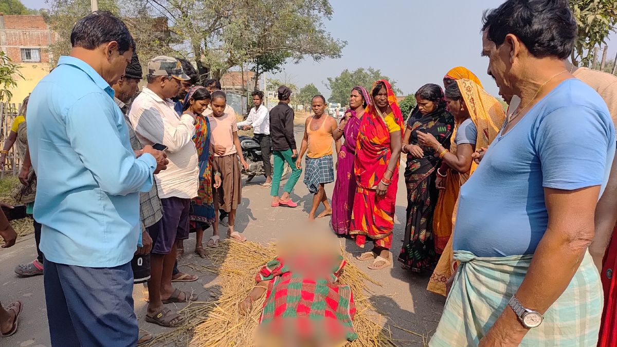 farmer killed by elephant in giridih villagers protest for compensation