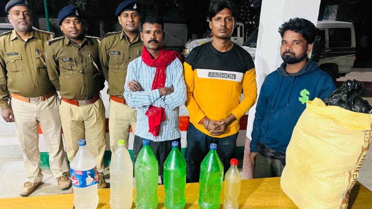 begusarai police crackdown 3 arrested 19 liters illicit liquor seized