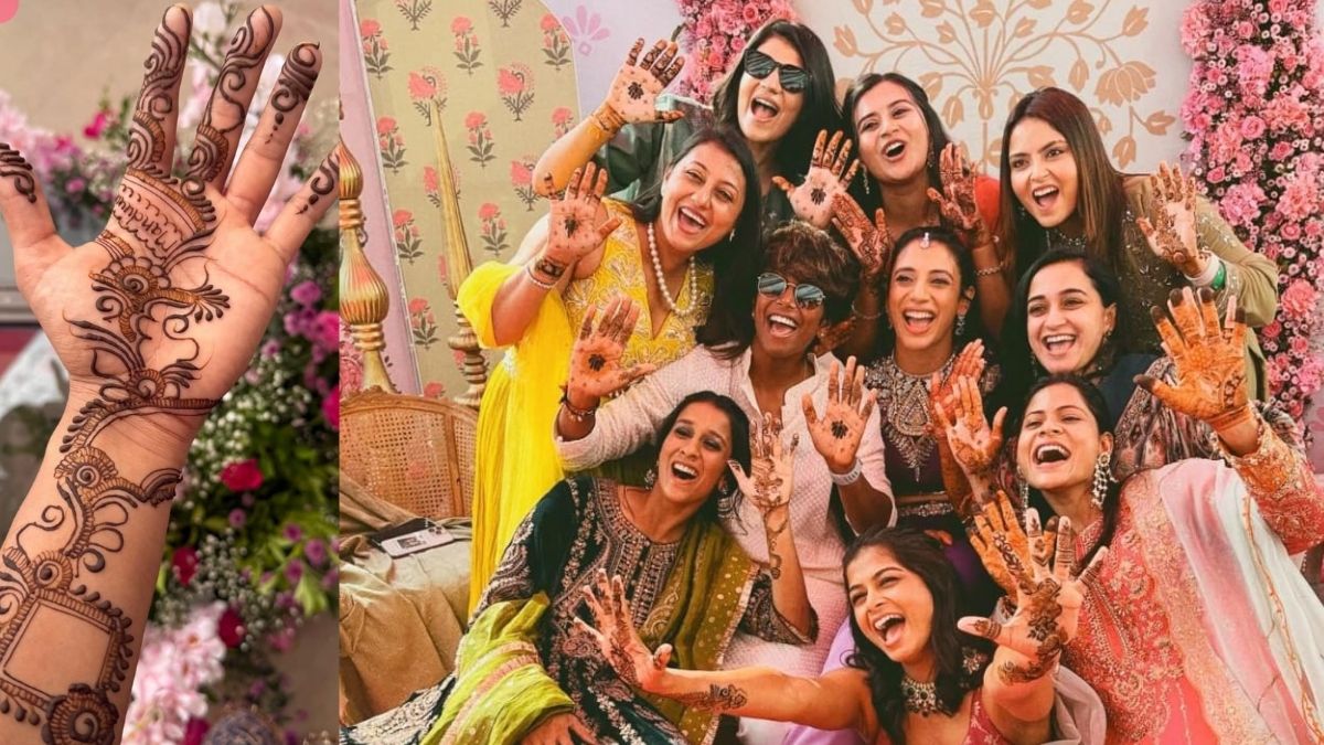 smriti mandhana palash muchhal wedding photos mehendi ceremony viral pic jemimah rodrigues shares