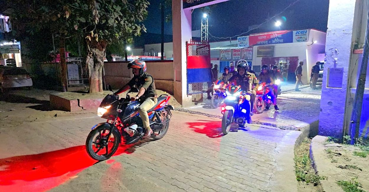 auraiya sp checks kanpur etawah highway security on bike
