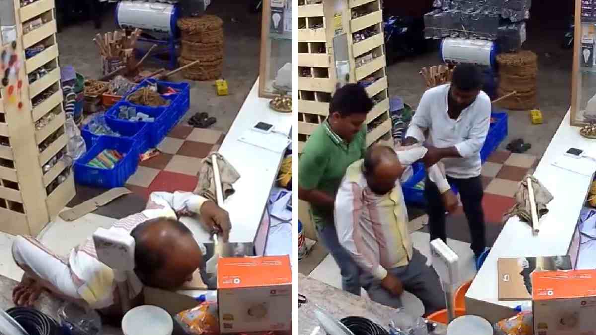 karnataka mandya man died in paint shop video viral