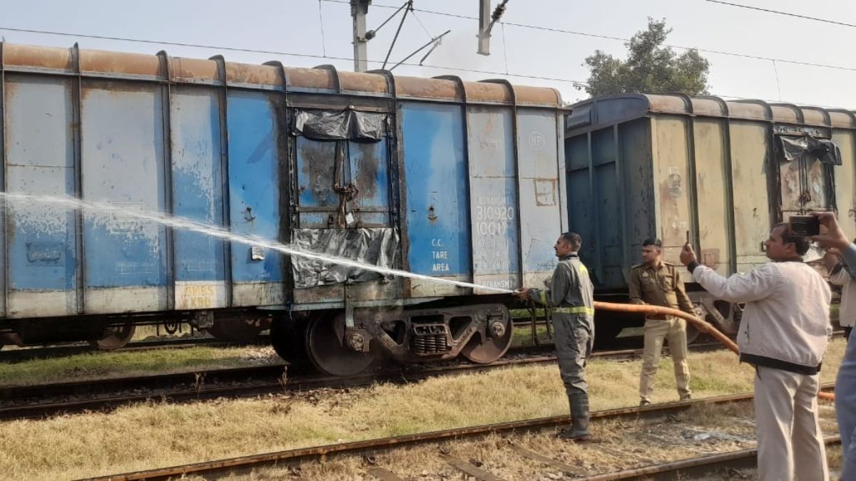 fire breaks out in freight train compartment causing panic