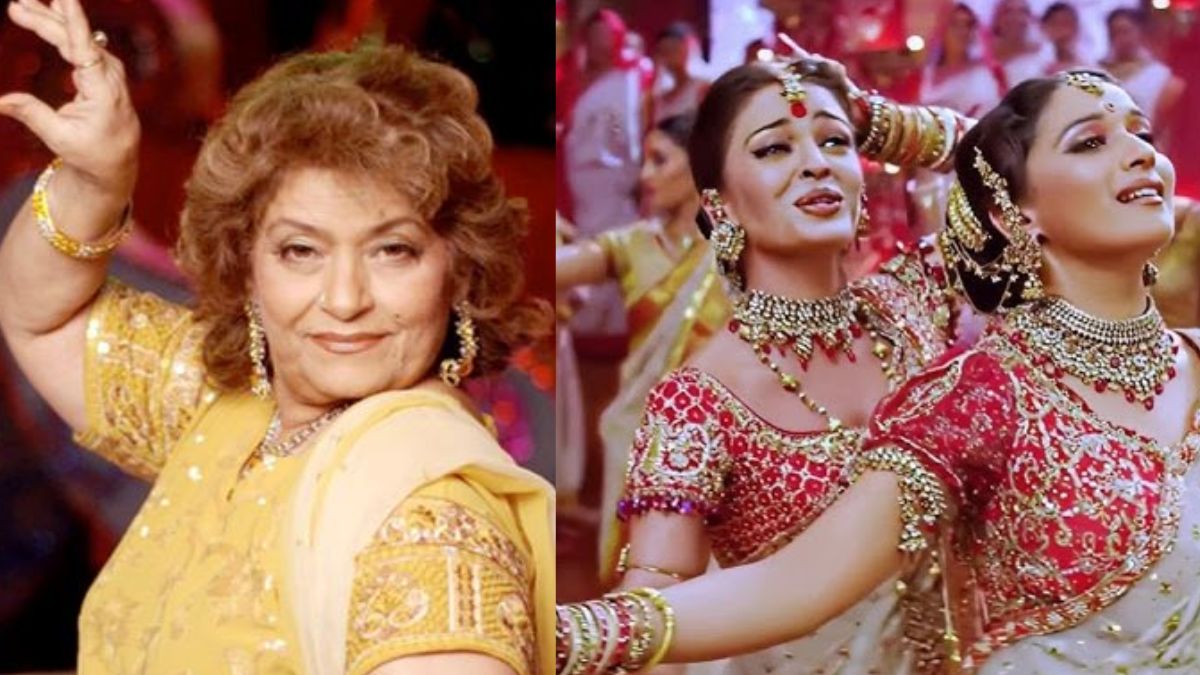saroj khan lying on the floor while choreographed madhuri aishwarya dola re dola song of devdas