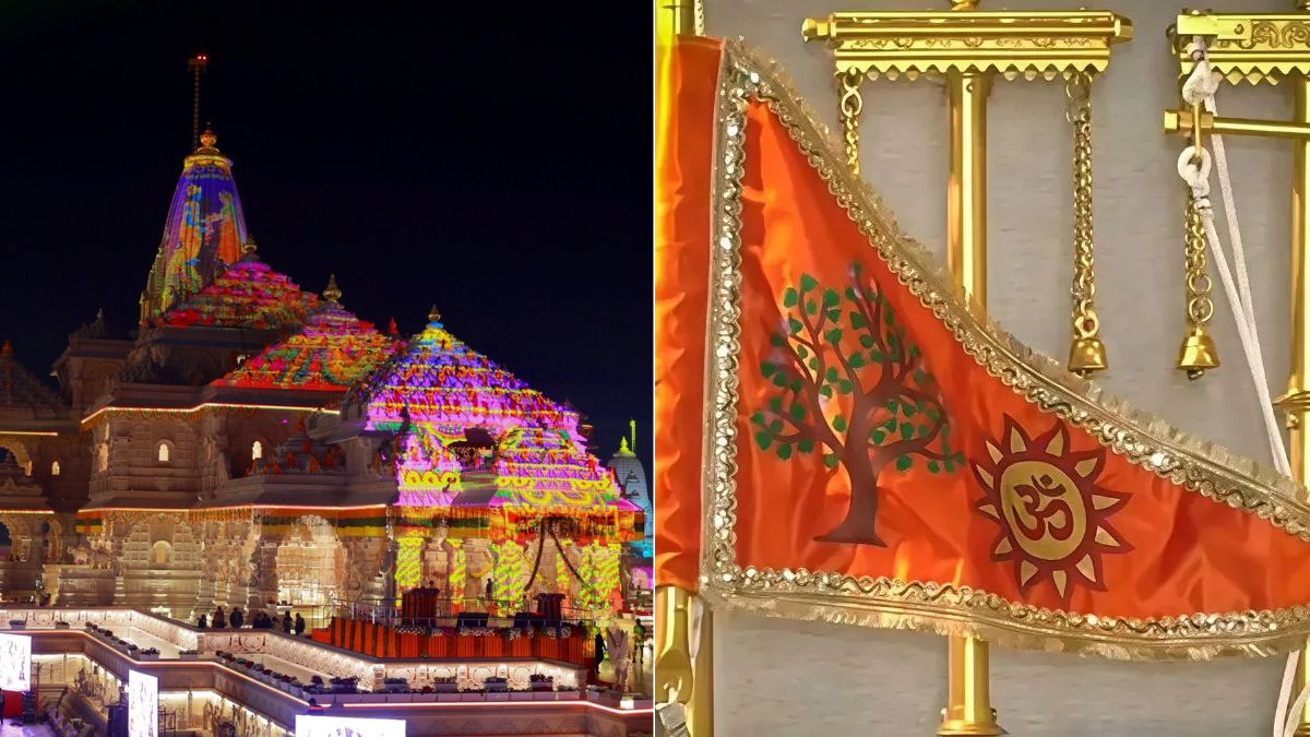 ram mandir ayodhya flag hoisting pm modi hoists flag at temple peak