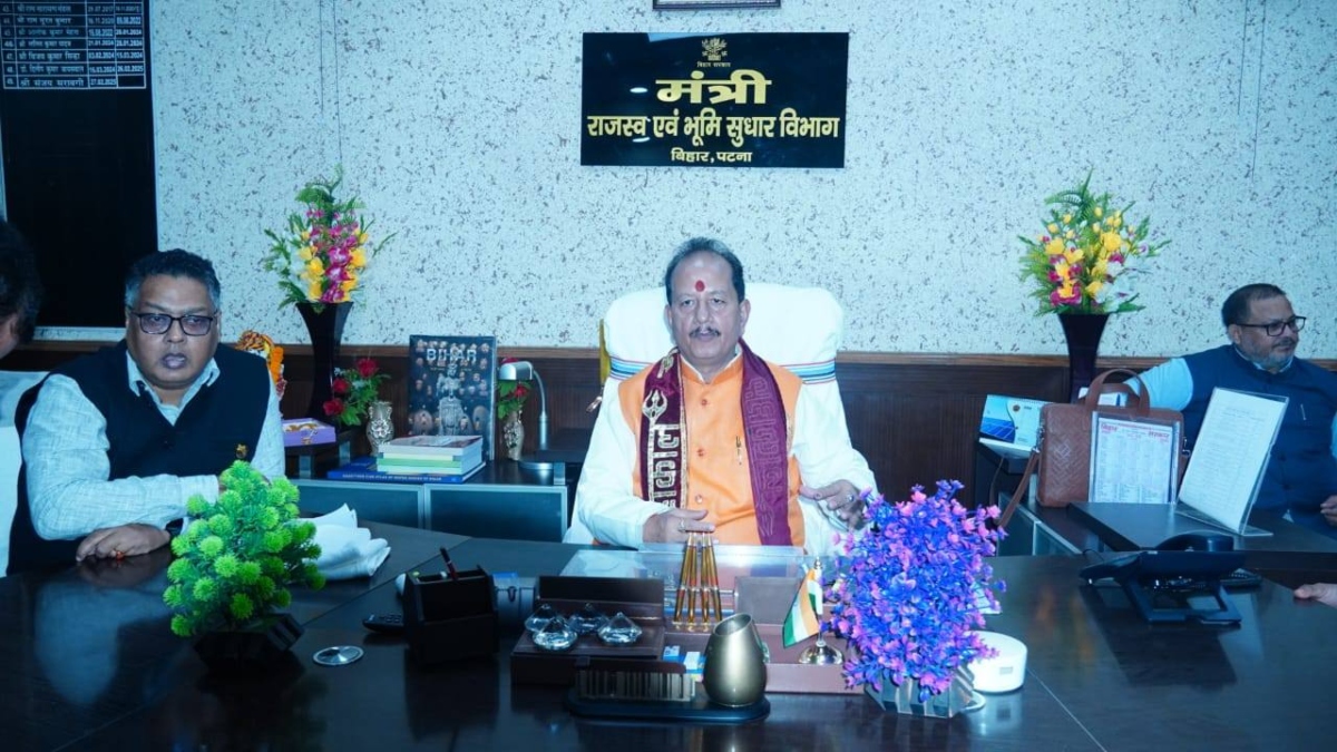 vijay sinha assumes office as minister for revenue land reforms and mines in bihar