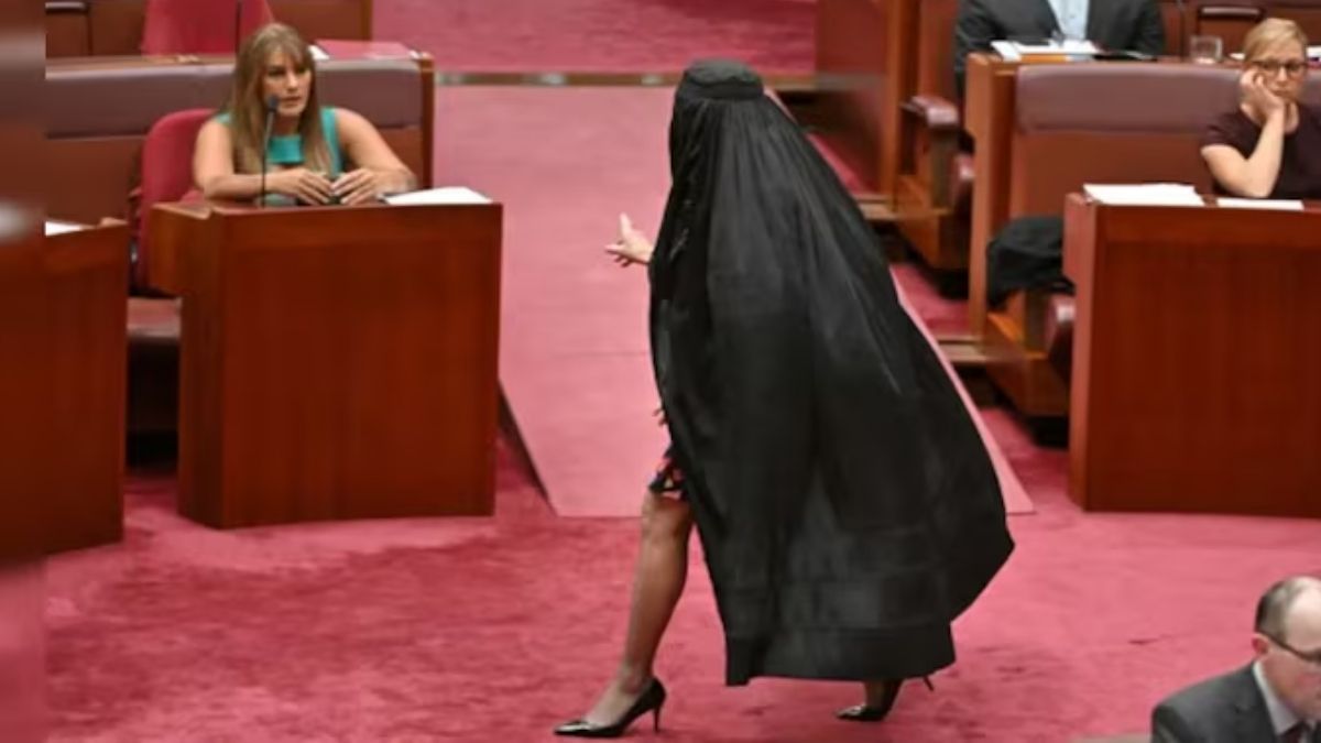 senators burqa stunt sparks outrage in australian parliament