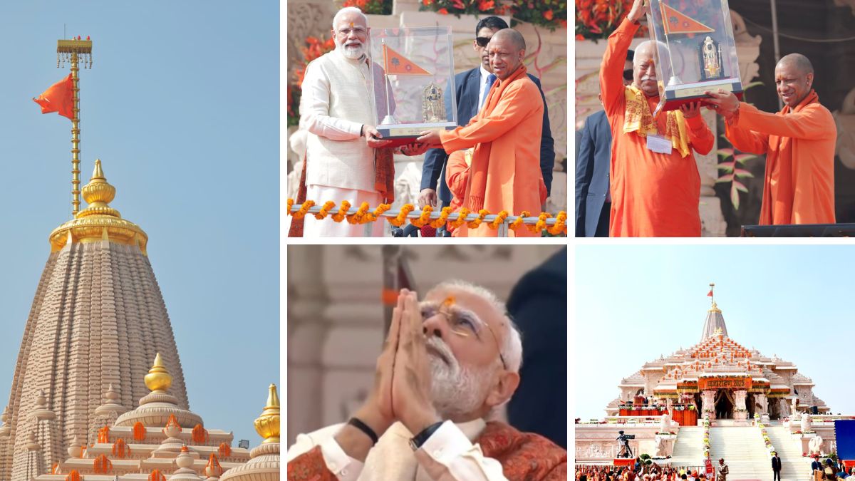 ram mandir dhwajarohan 2025 live updates see photos crowd security timings key moments from ayodhya lb